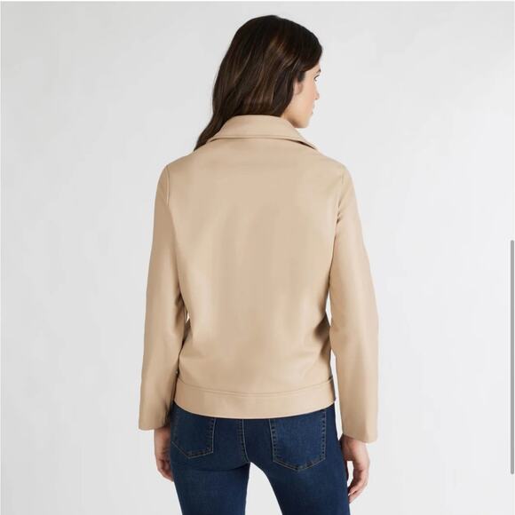 NVLT Tan Vegan Leather Jacket Cropped Classic | Size M - Picture 2 of 9